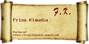 Friss Klaudia névjegykártya